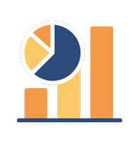 Icon Data diagnostics and decision tools graphs and pie charts