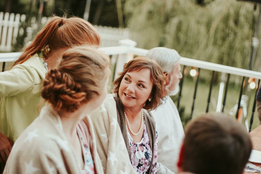 Multigenerational family gathering on a terrace