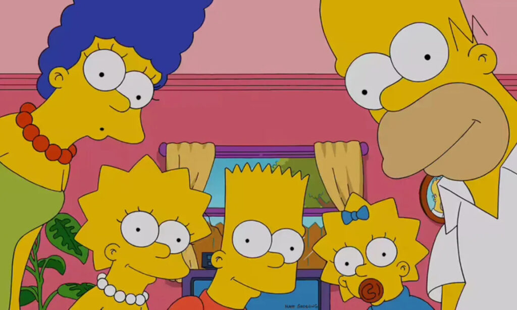 The Simpsons family sharing at viewer