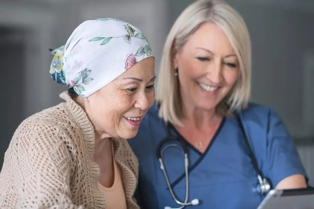 Cancer patient with healthcare professional