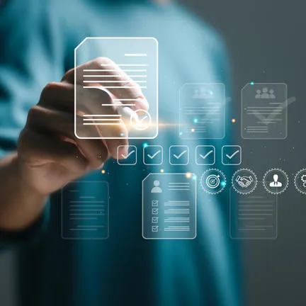 person visualising and interacting with healthcare database